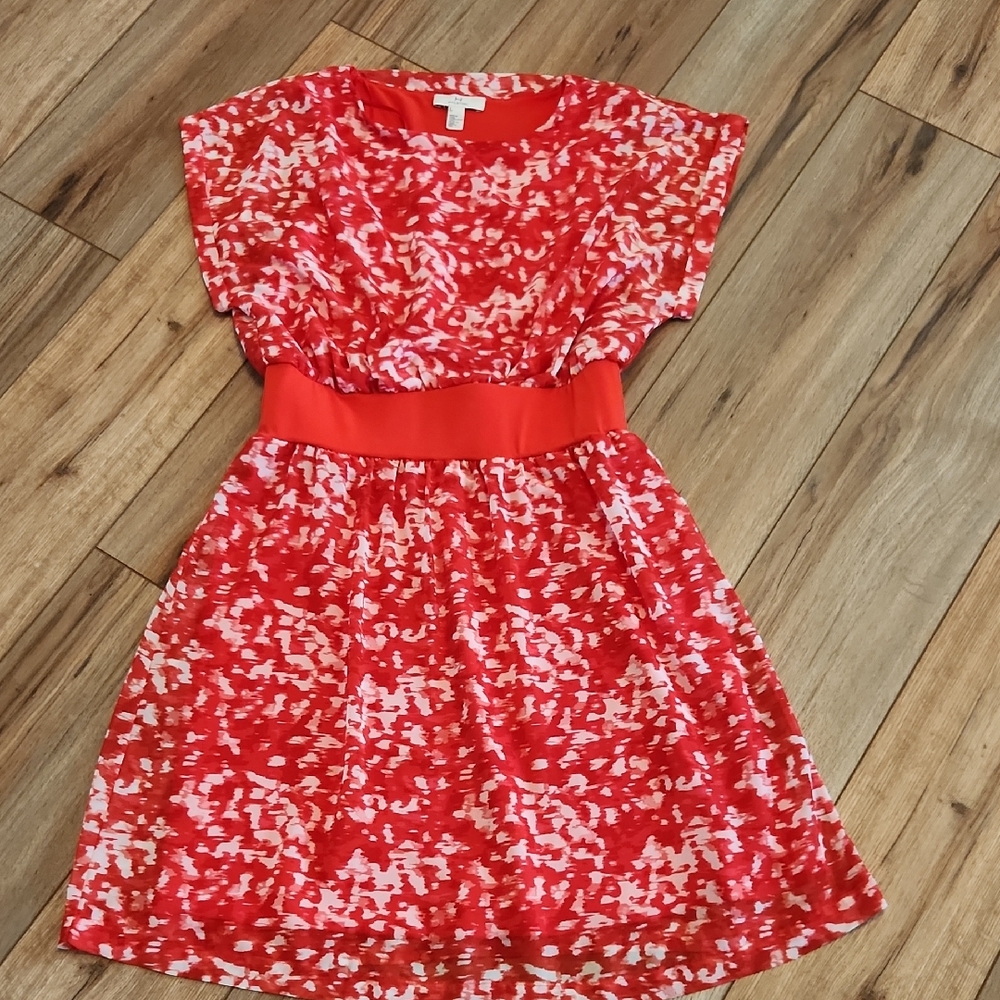 Halston Red and White Lined Dress Size Small